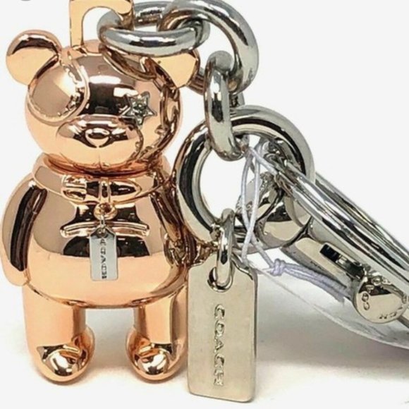 🐻 NEW Coach Rose Gold 3D BEAR Bag Charm / Keychain - Picture 4 of 5